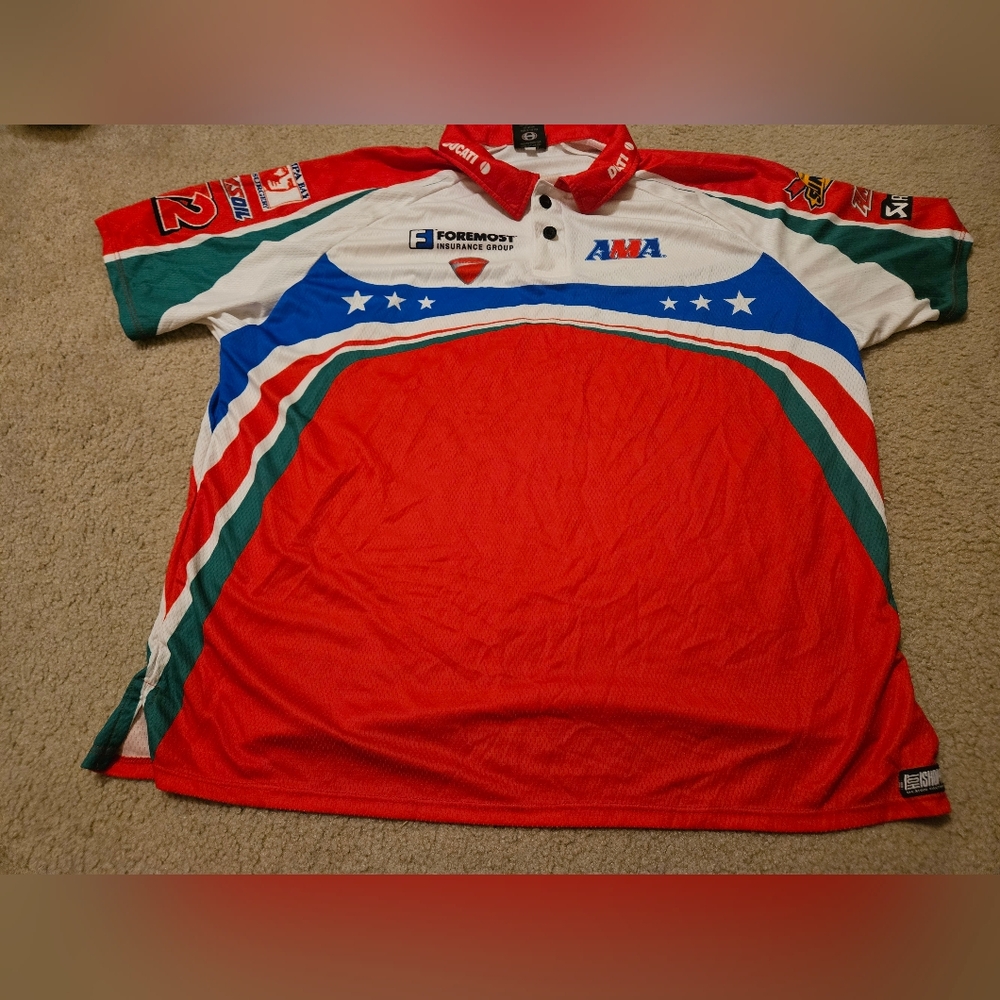 Hot Shoppe Designs Polo ShirtRacing Size XXL Pegram Racing Red White Blue Ducati